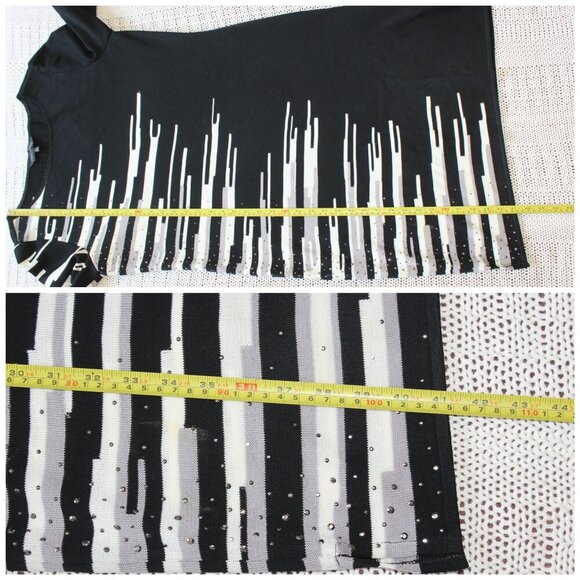 Ming Wang Black & White Mini Dress Size Large Pull over Church Office Formal - Picture 3 of 6